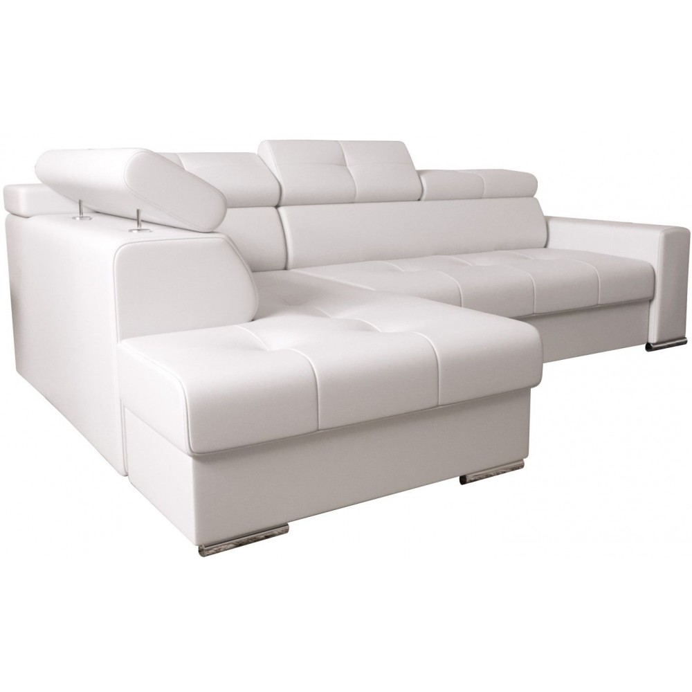 Γωνιακός καναπές April Eco LTHR-Leuko-Αριστερή