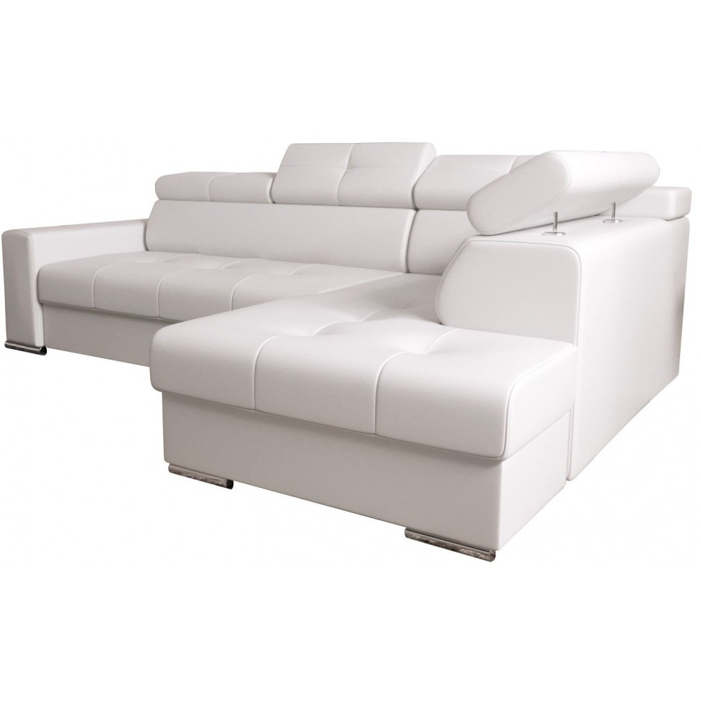 Γωνιακός καναπές April Eco LTHR-Leuko-Δεξιά