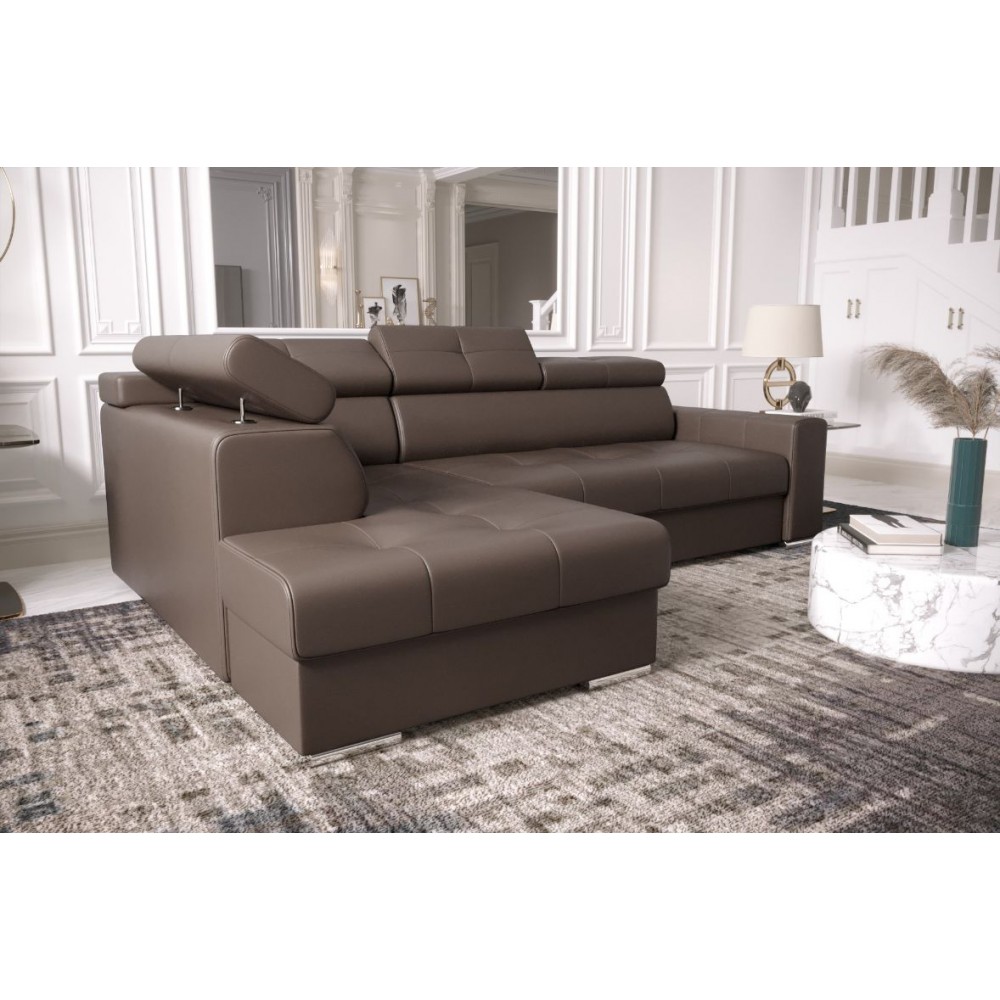 Γωνιακός καναπές April Eco LTHR-Kafe-Αριστερή