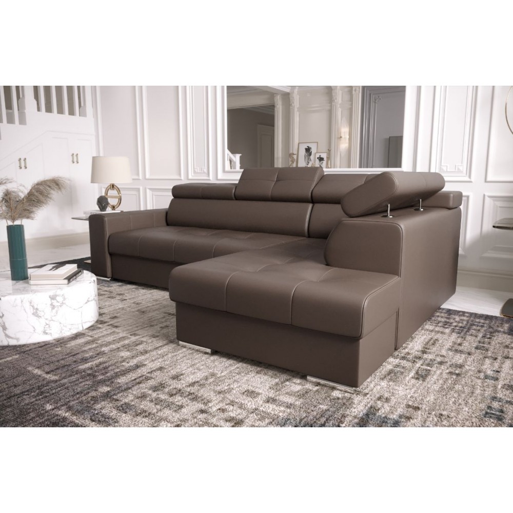 Γωνιακός καναπές April Eco LTHR-Kafe-Δεξιά