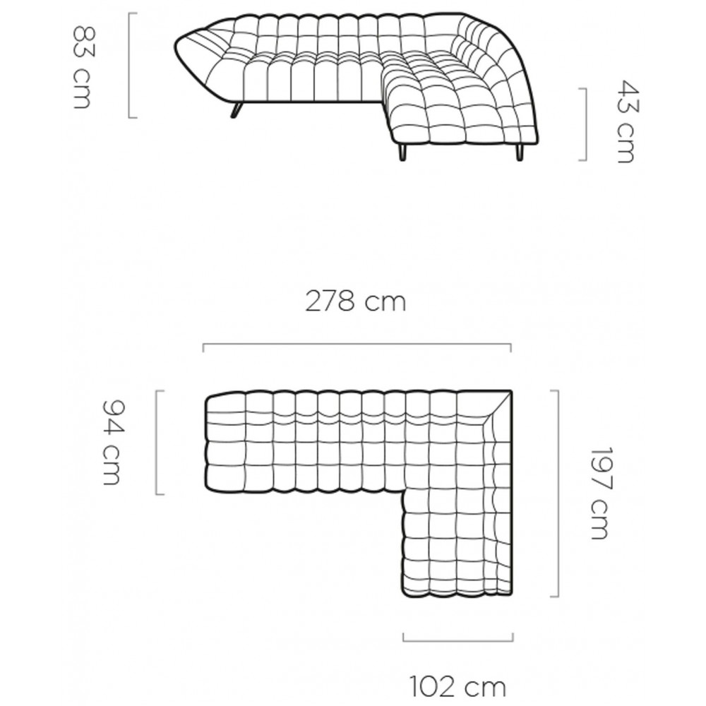Γωνιακός καναπές Dolphin-Gkri-Δεξιά