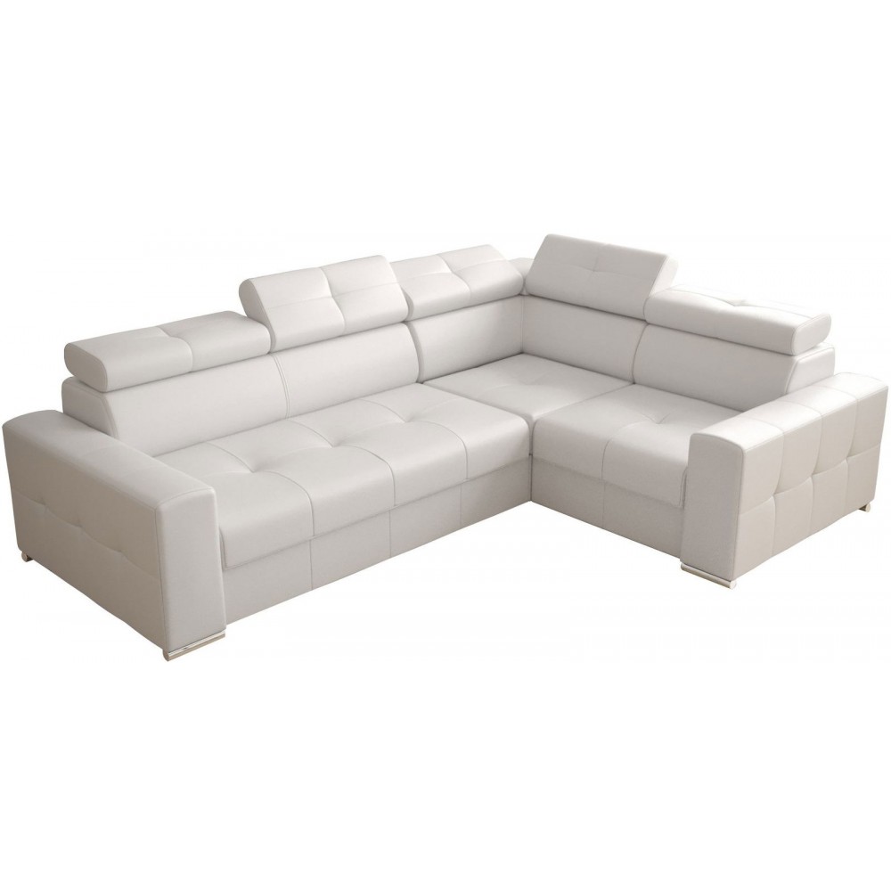 Γωνιακός καναπές April Max Eco LTHR-Leuko-Δεξιά