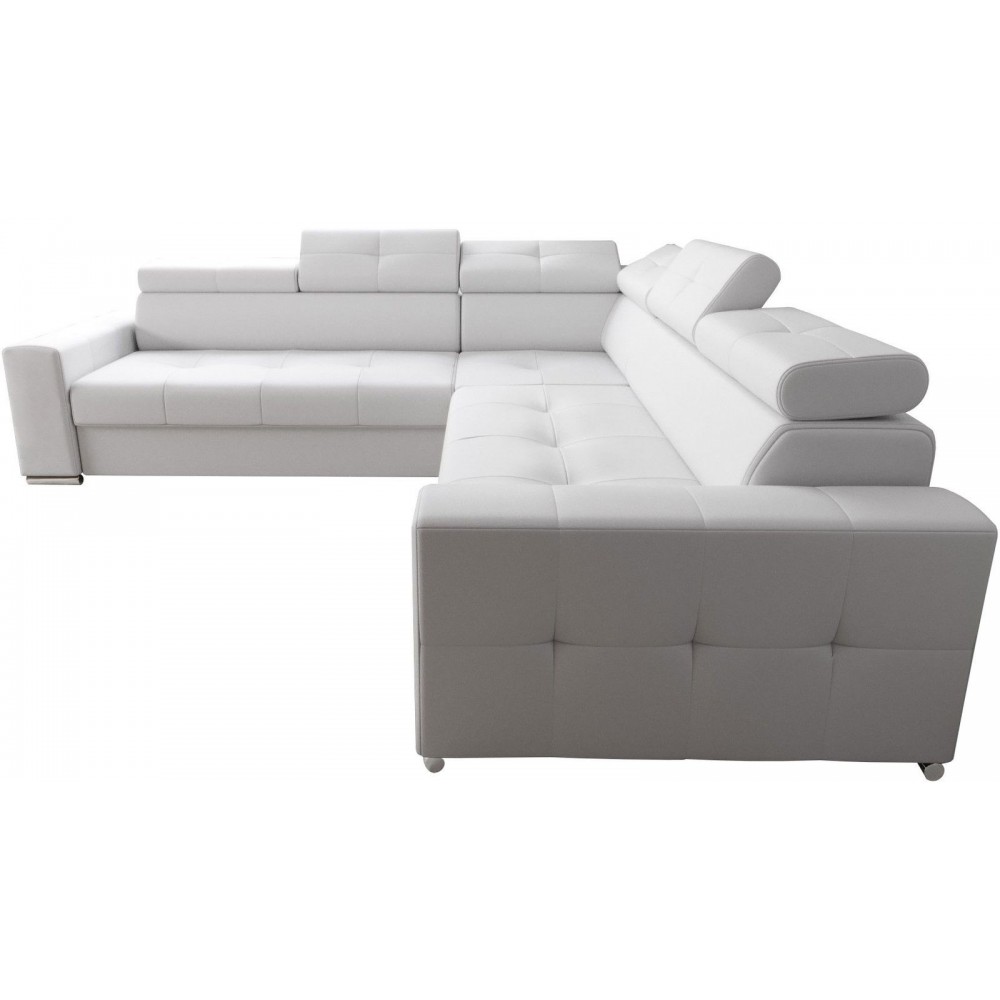 Γωνιακός καναπές April Plus Eco LTHR-Leuko-Δεξιά