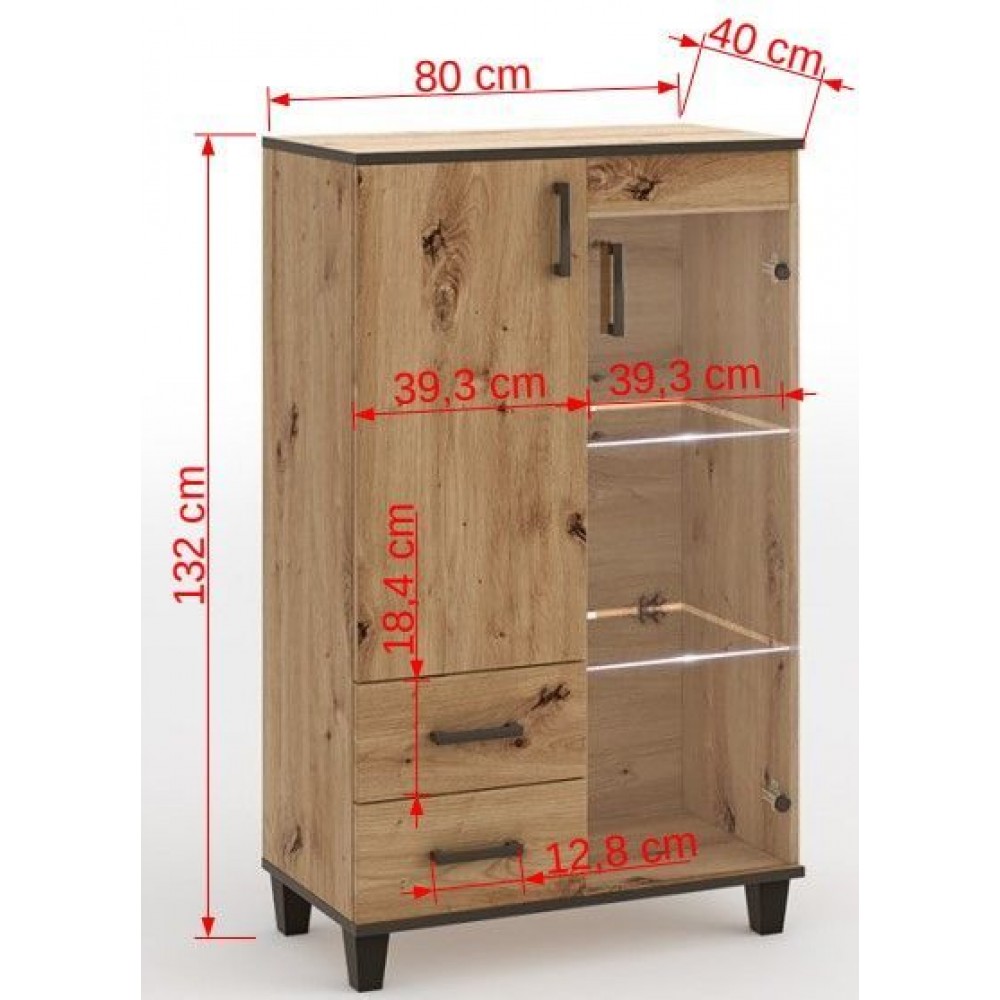 Βιτρίνα χαμηλή Tomba 80x40x132