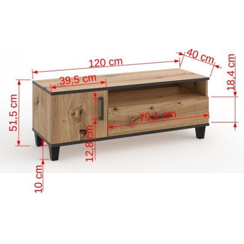 Έπιπλο τηλεόρασης Tomba 120x40x51.5