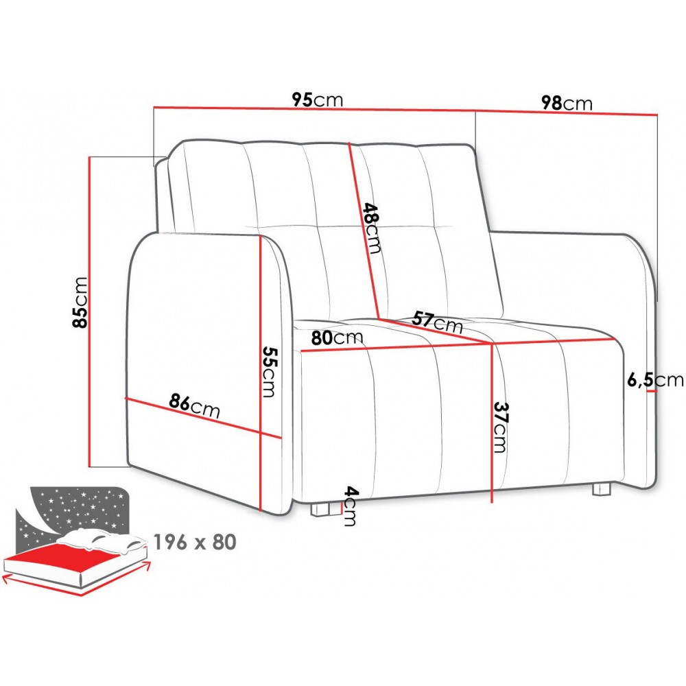Πολυθρόνα κρεβάτι Viva Grand I-Gkri Skouro