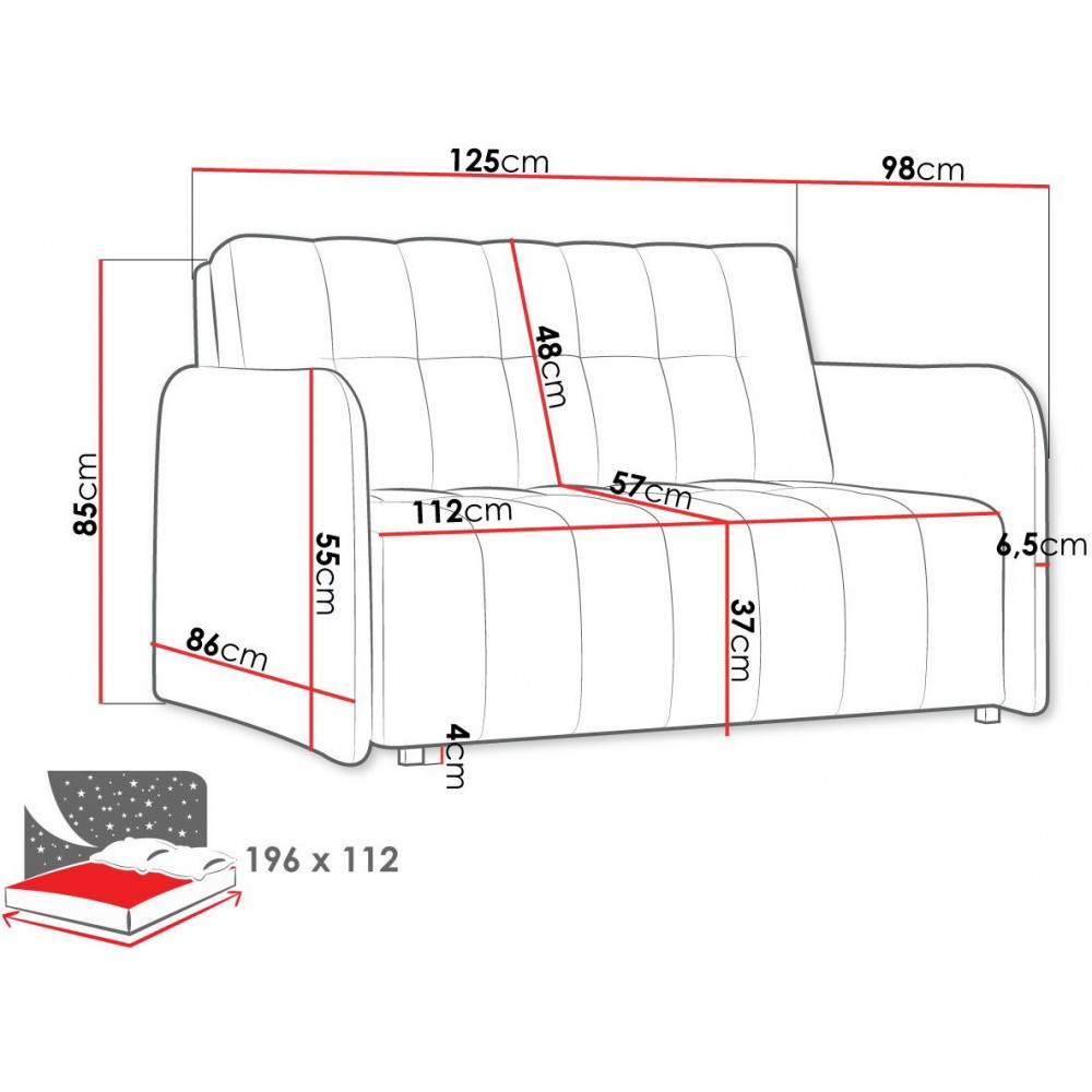 Καναπές Κρεβάτι Viva Grand II-Gkri Skouro