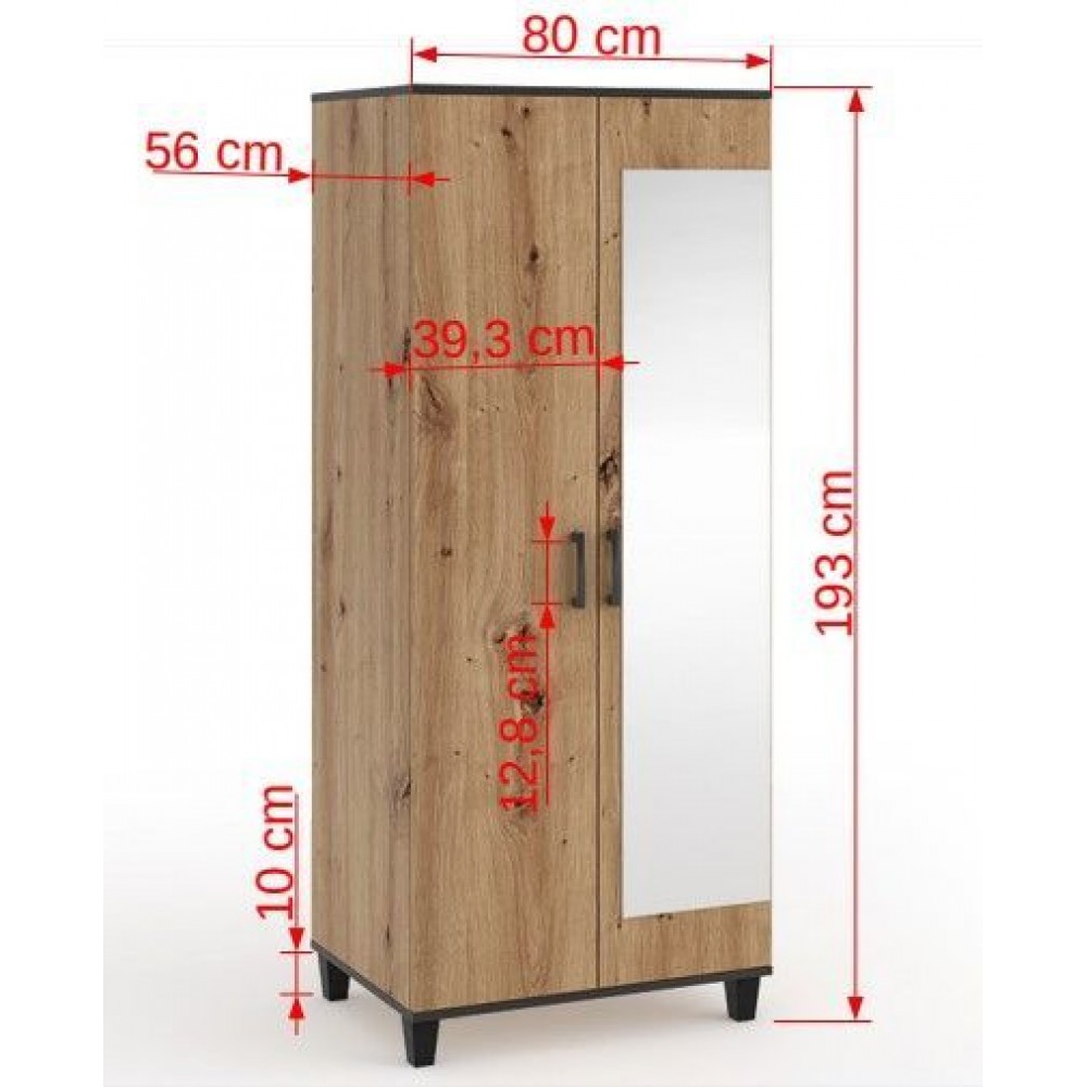 Ντουλάπα Tomba με καθρέπτη 80x56x193