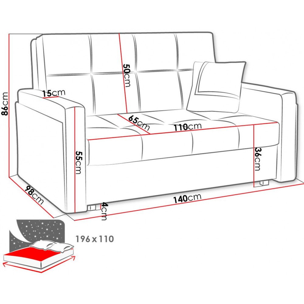 Καναπές Κρεβάτι Vivia Mel II-Gkri skouro - Gkri anoixto