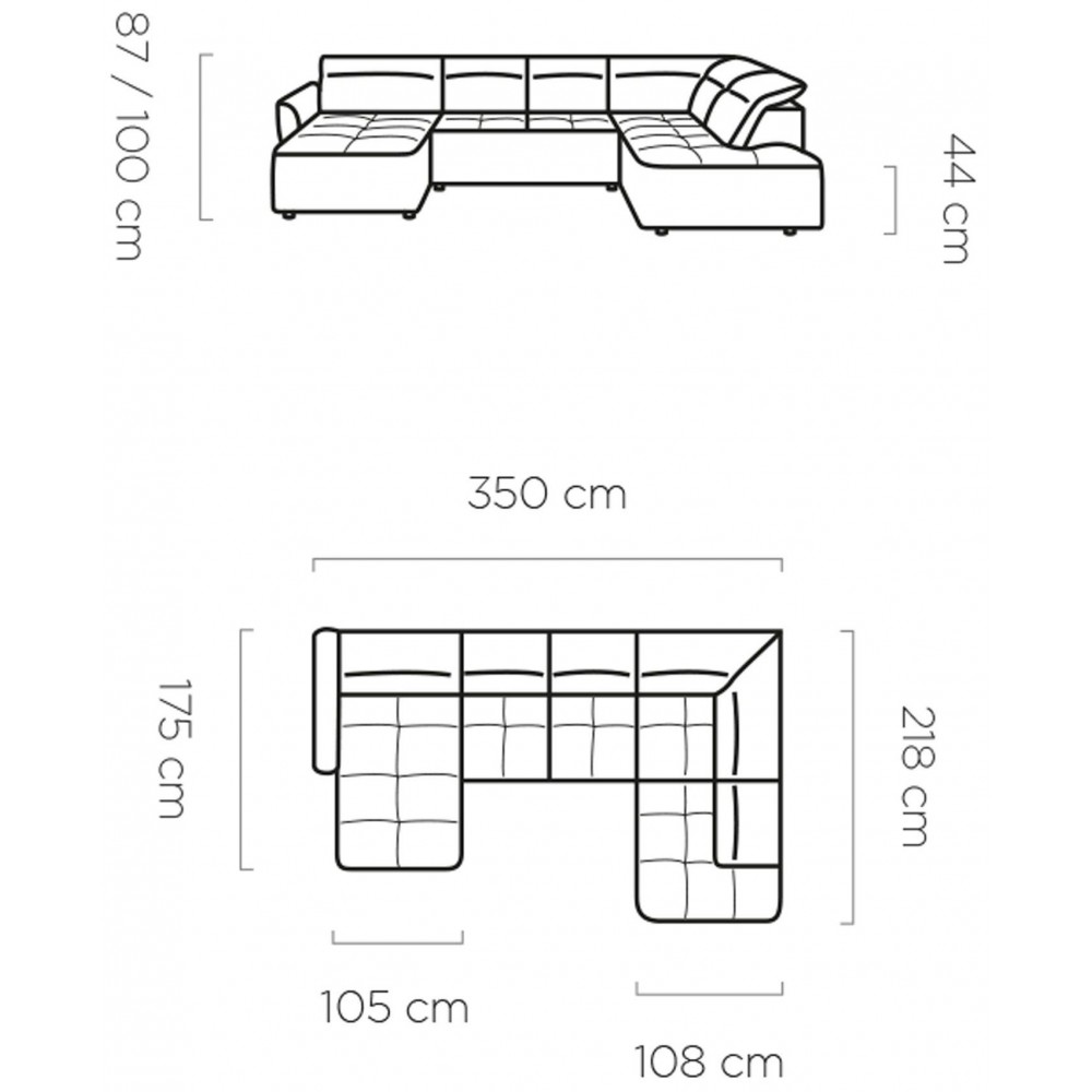 Γωνιακός καναπές Morello XL-Gkri-Δεξιά