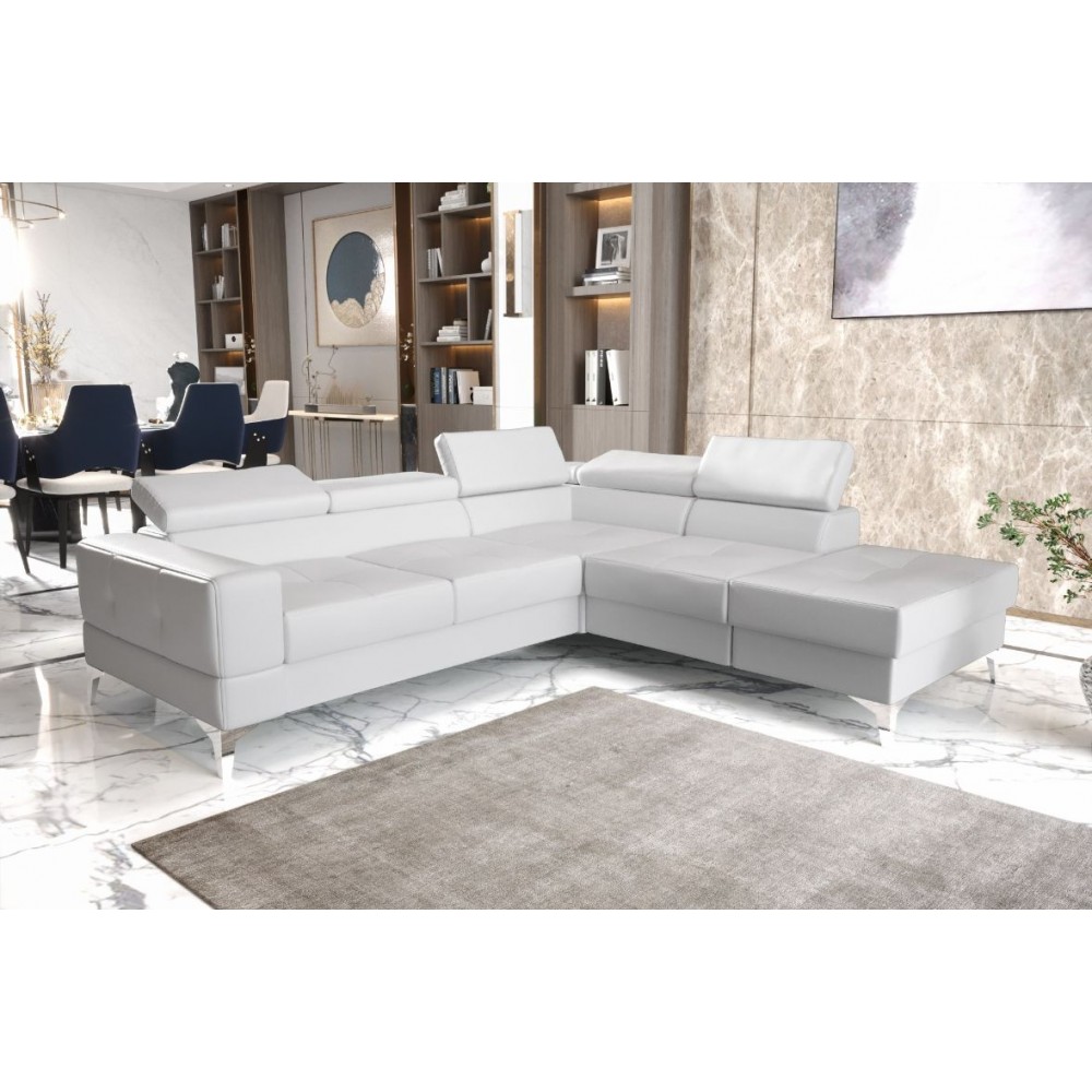 Γωνιακός καναπές Soreko Plus Eco LTHR-Leuko-Δεξιά