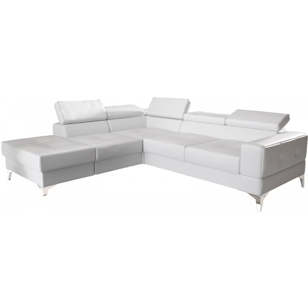 Γωνιακός καναπές Soreko Plus Eco LTHR-Leuko-Αριστερή