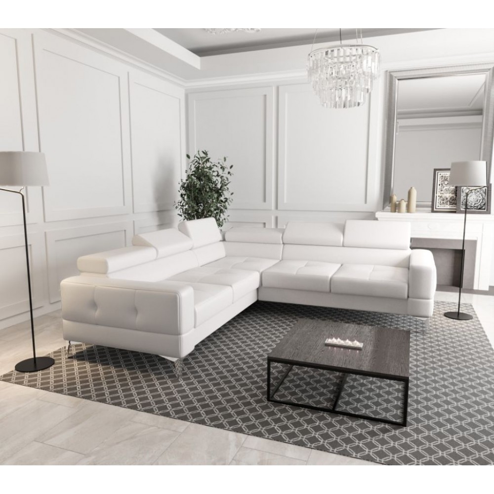 Γωνιακός καναπές Soreko Max Eco LTHR-Leuko-Δεξιά