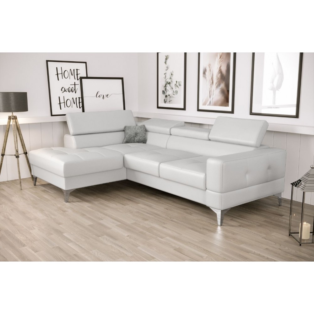 Γωνιακός καναπές Soreko Mini Eco LTHR-Leuko-Αριστερή