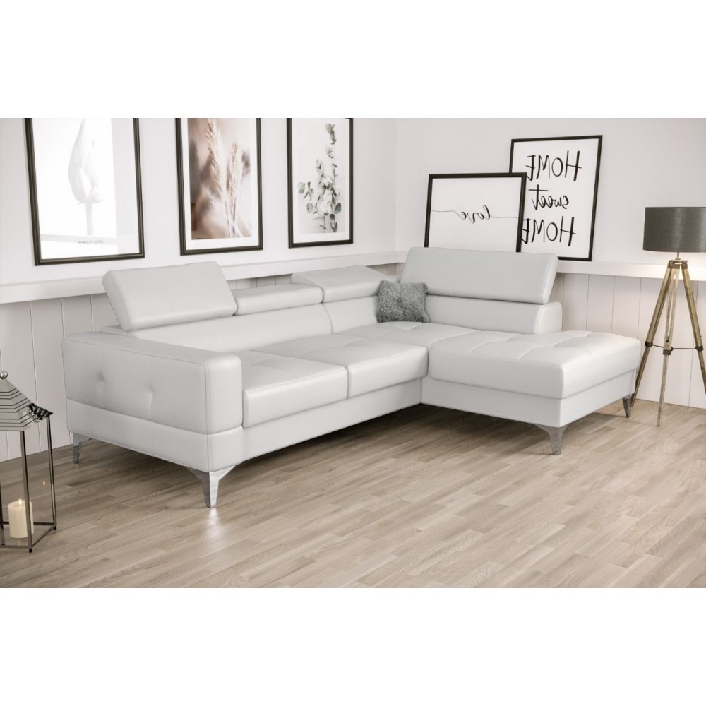Γωνιακός καναπές Soreko Mini Eco LTHR-Leuko-Δεξιά