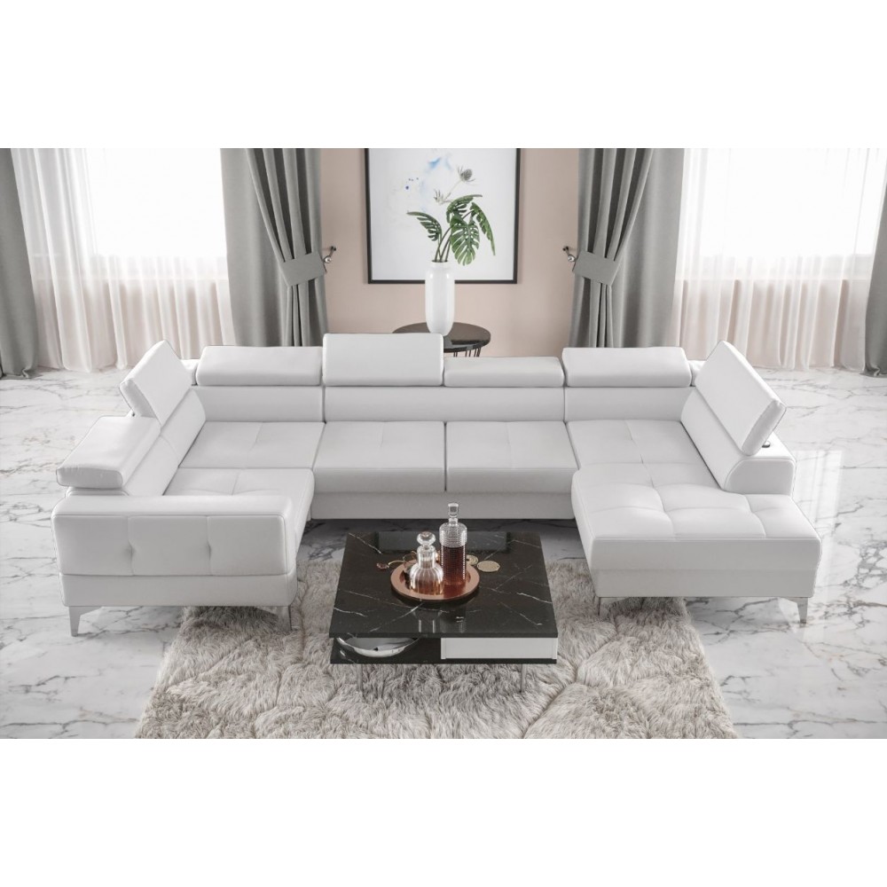 Γωνιακός καναπές Soreko Max I Eco LTHR-Leuko-Αριστερή