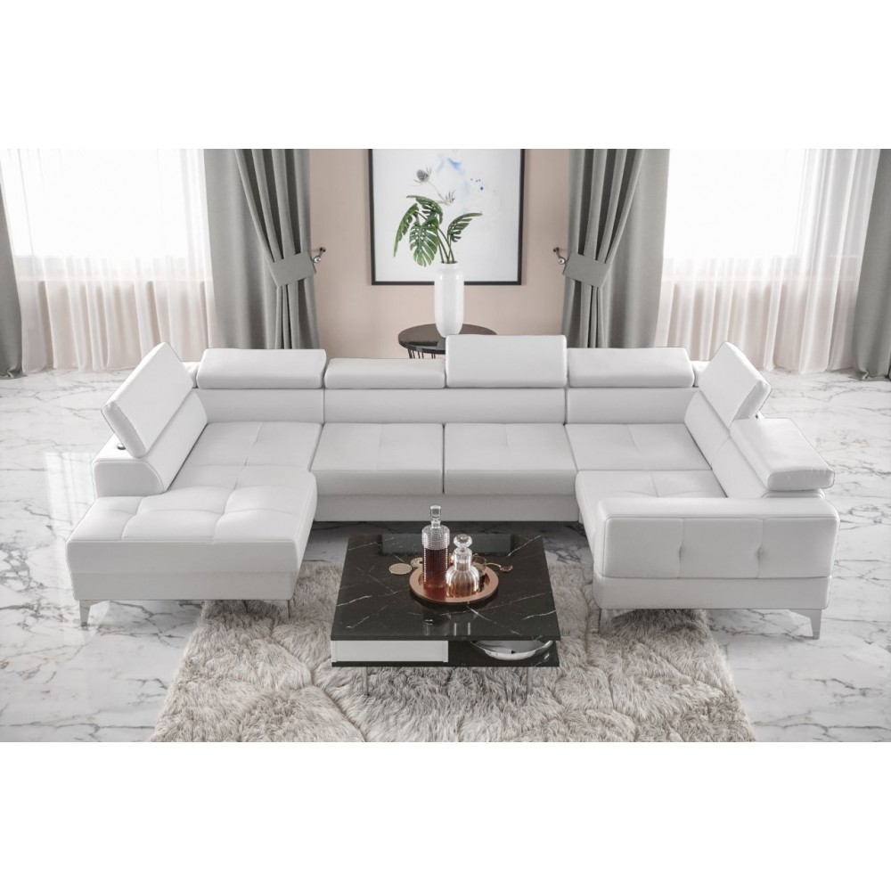 Γωνιακός καναπές Soreko Max I Eco LTHR-Leuko-Δεξιά