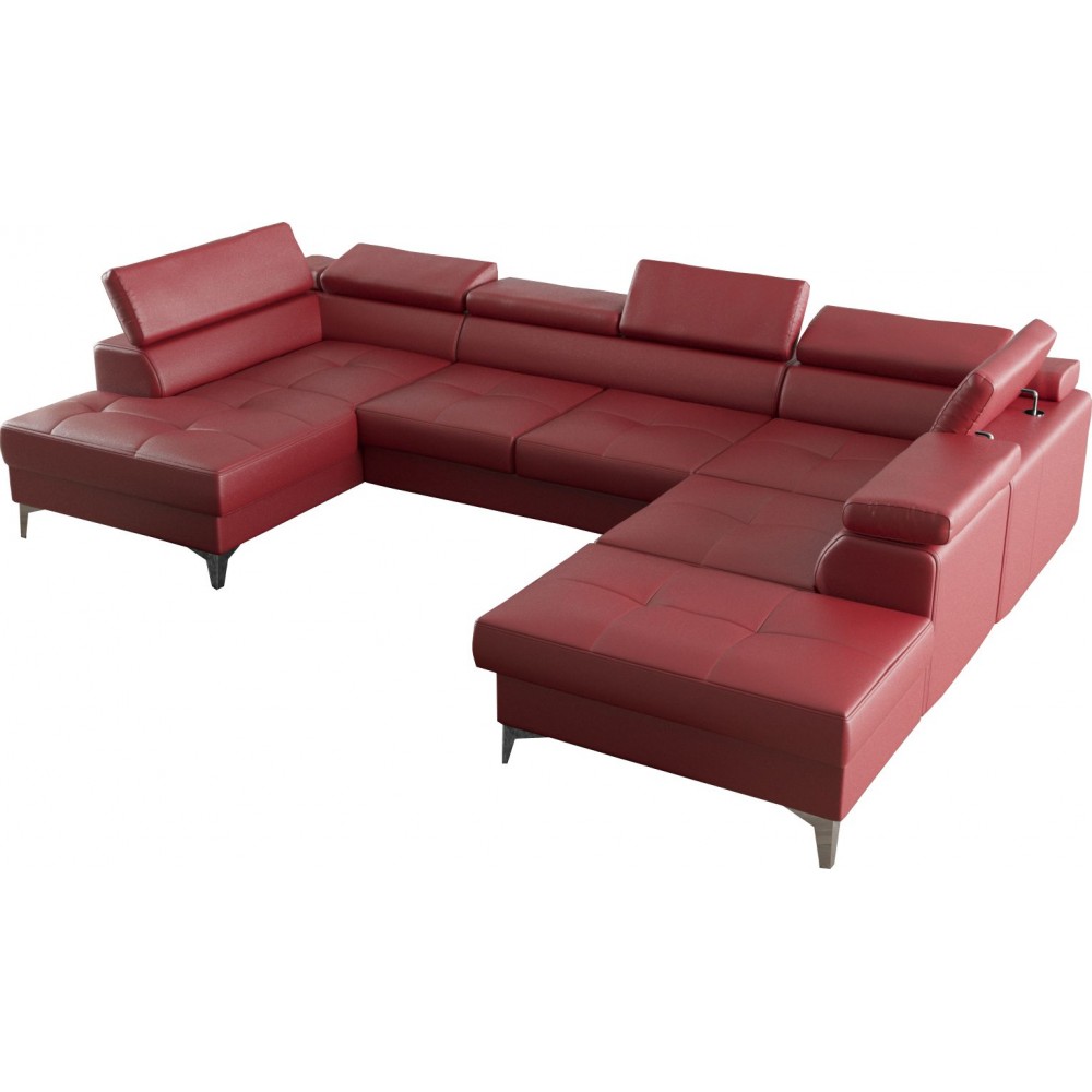 Γωνιακός καναπές Soreko Max II LTHR-Kokkino-Δεξιά