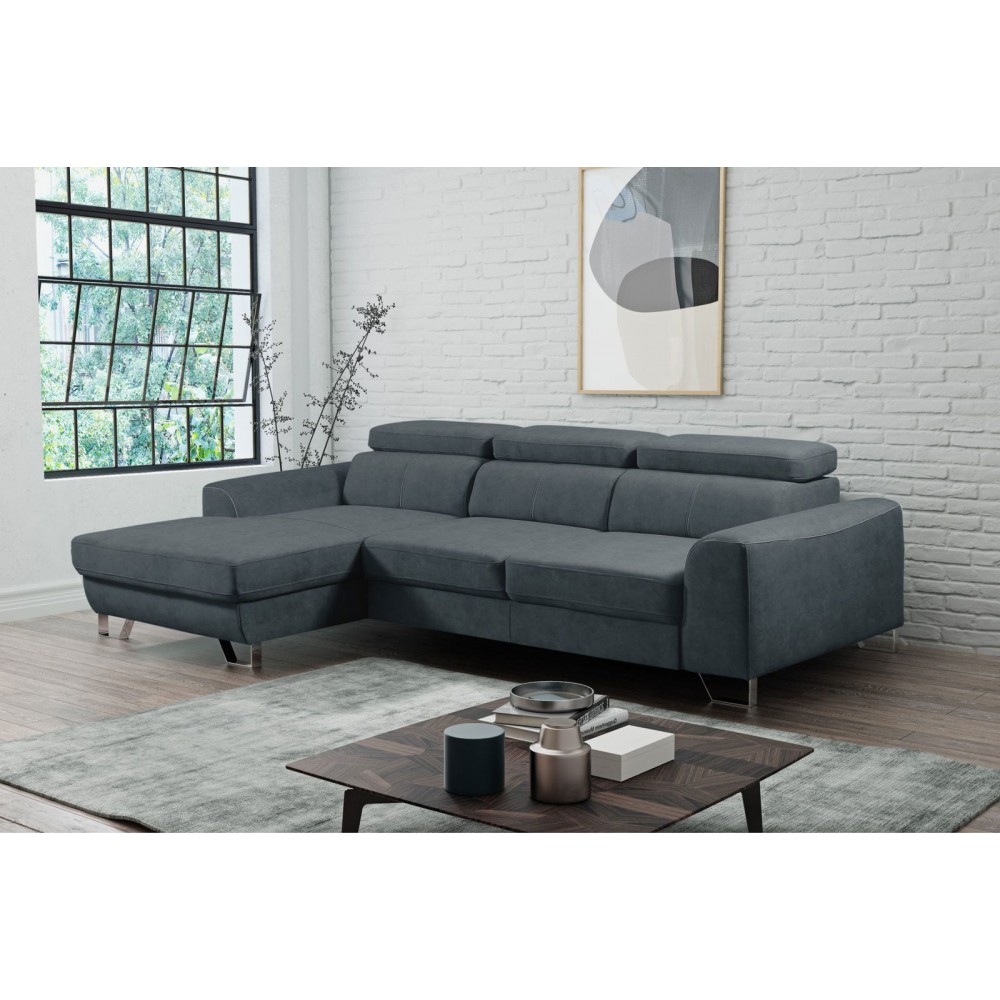 Γωνιακός καναπές Astiria-Anthraki-Lefko-Αριστερή