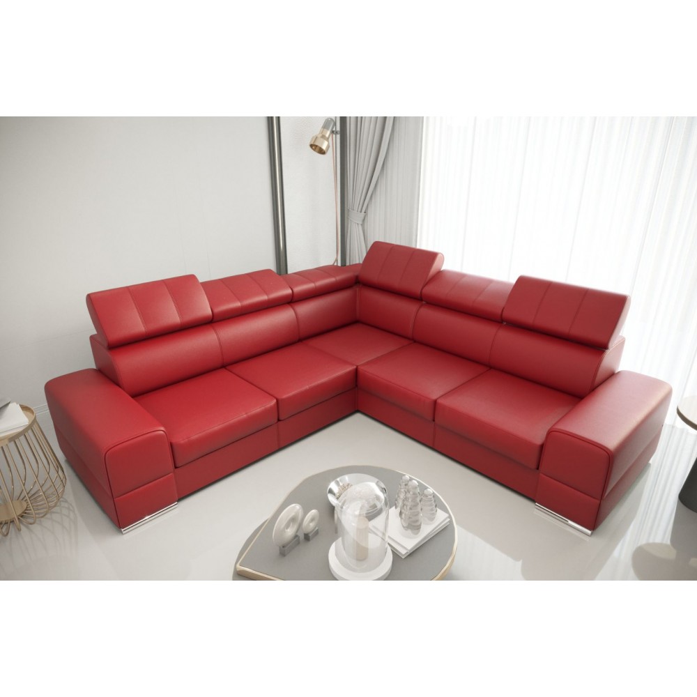 Γωνιακός καναπές Fred LTHR-Kokkino-Αριστερή