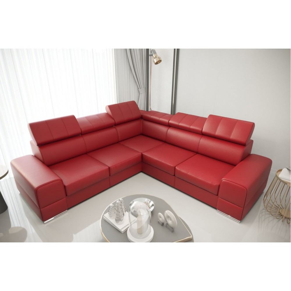 Γωνιακός καναπές Fred LTHR-Kokkino-Δεξιά