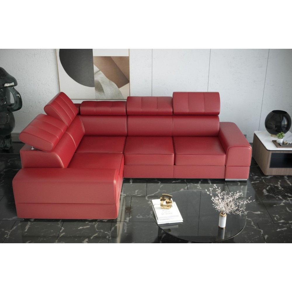 Γωνιακός καναπές Fred II LTHR-Kokkino-Αριστερή