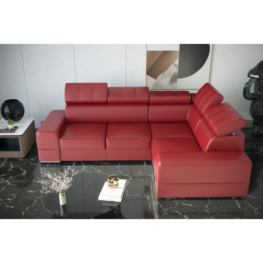 Γωνιακός καναπές Fred II LTHR-Kokkino-Δεξιά