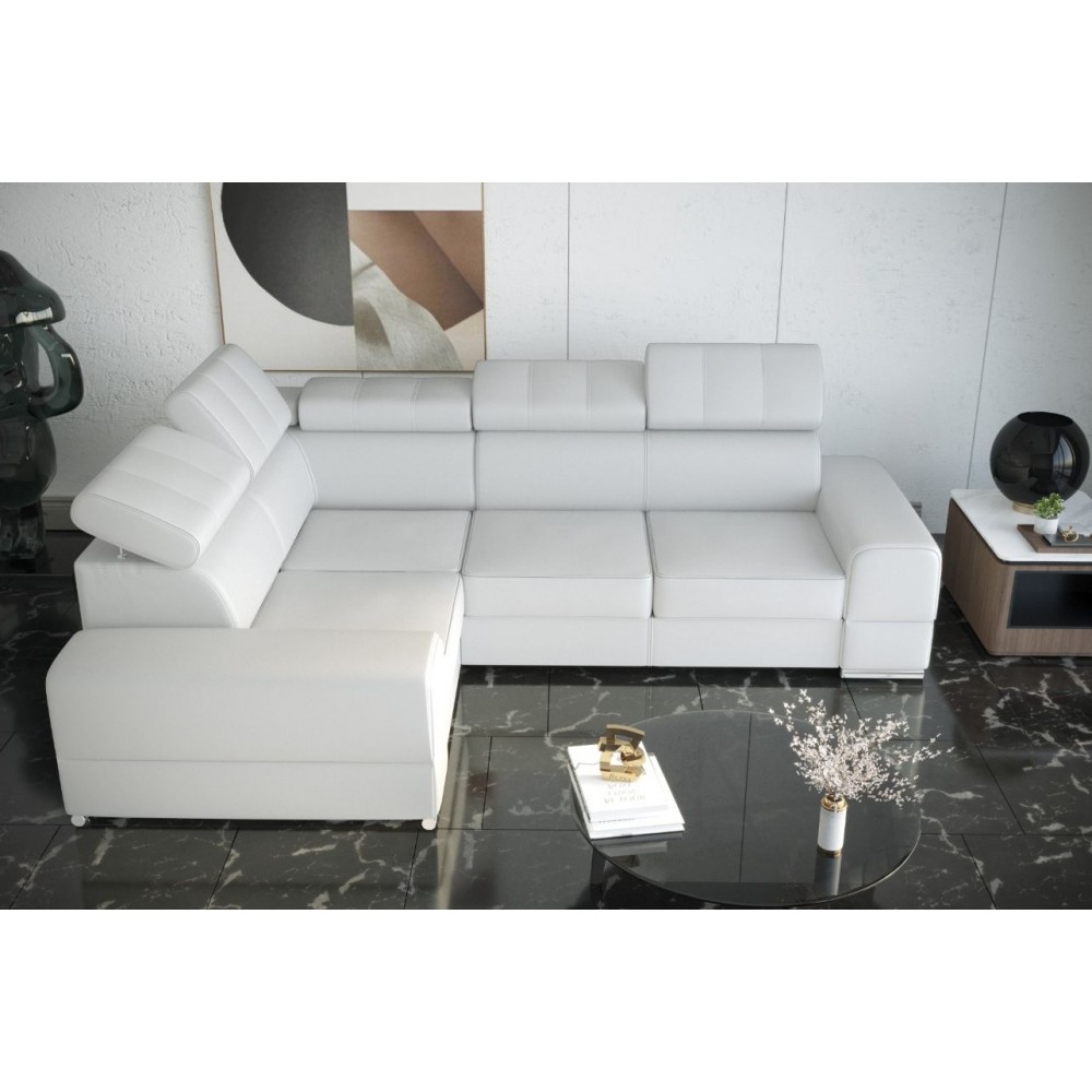 Γωνιακός καναπές Fred II Eco LTHR-Leuko-Αριστερή