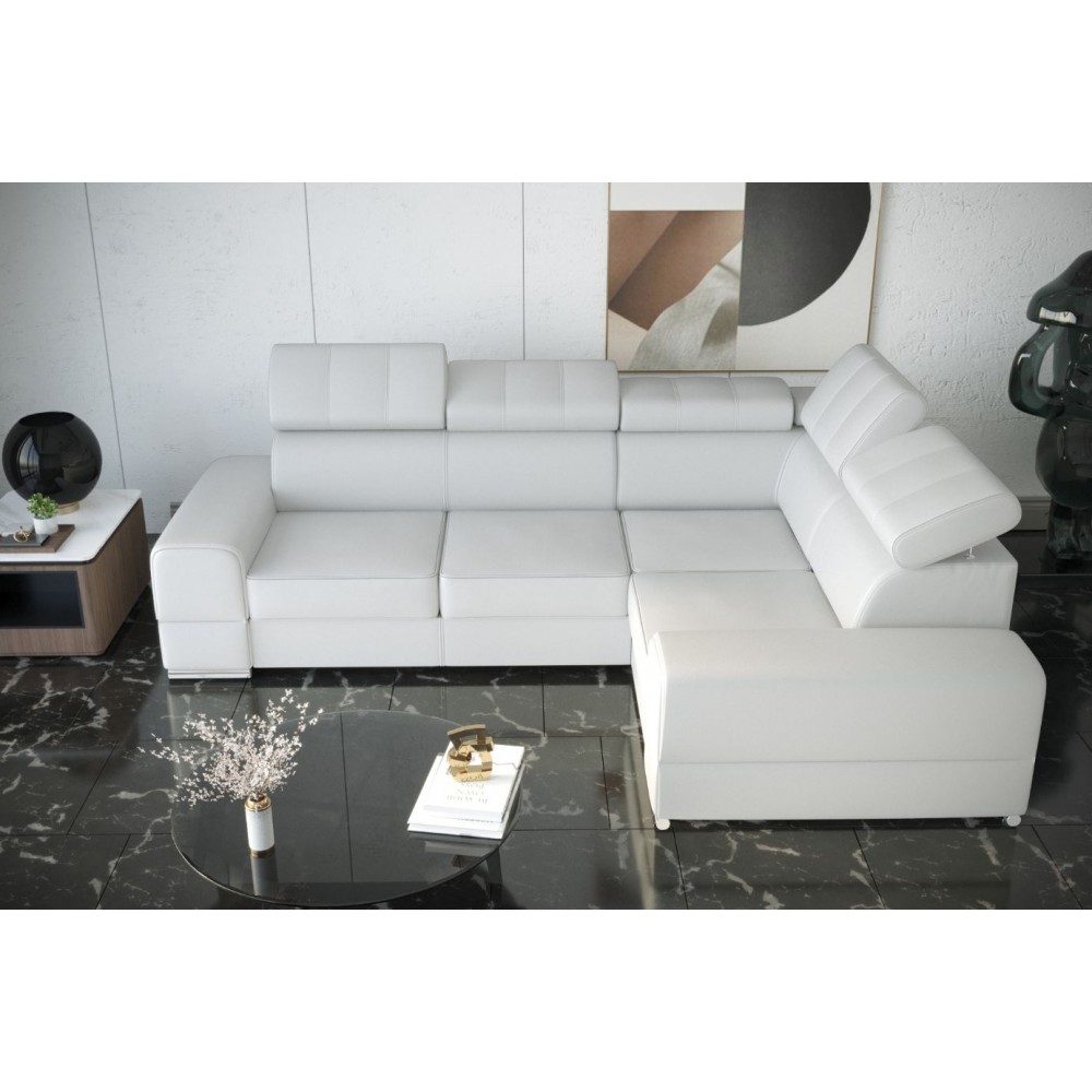 Γωνιακός καναπές Fred II Eco LTHR-Leuko-Δεξιά