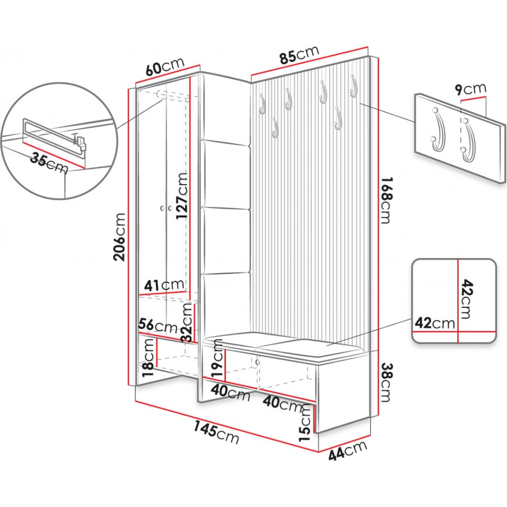 Γκαρνταρόμπα Balma III-leuko derma