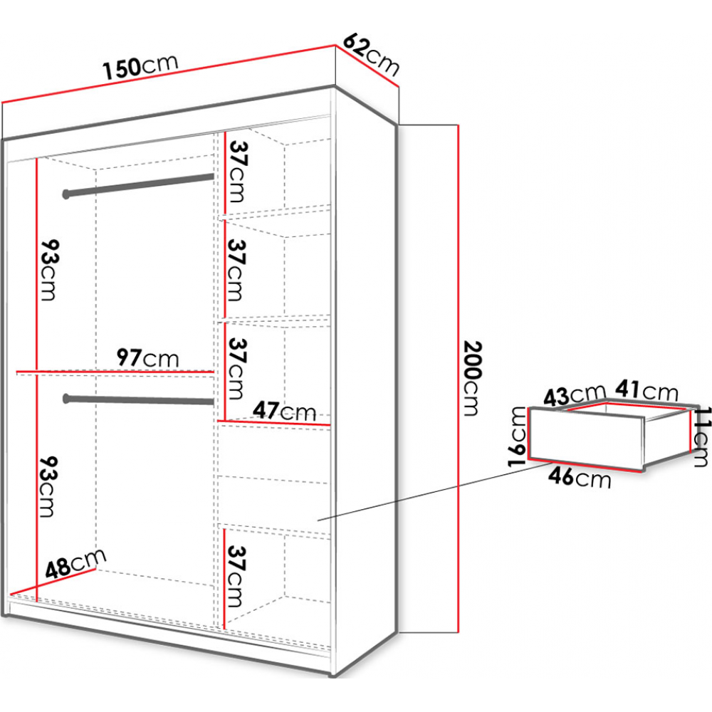 Ντουλάπα συρόμενη Jodelka-Artisan-Mauro-Μήκος: 150 εκ.