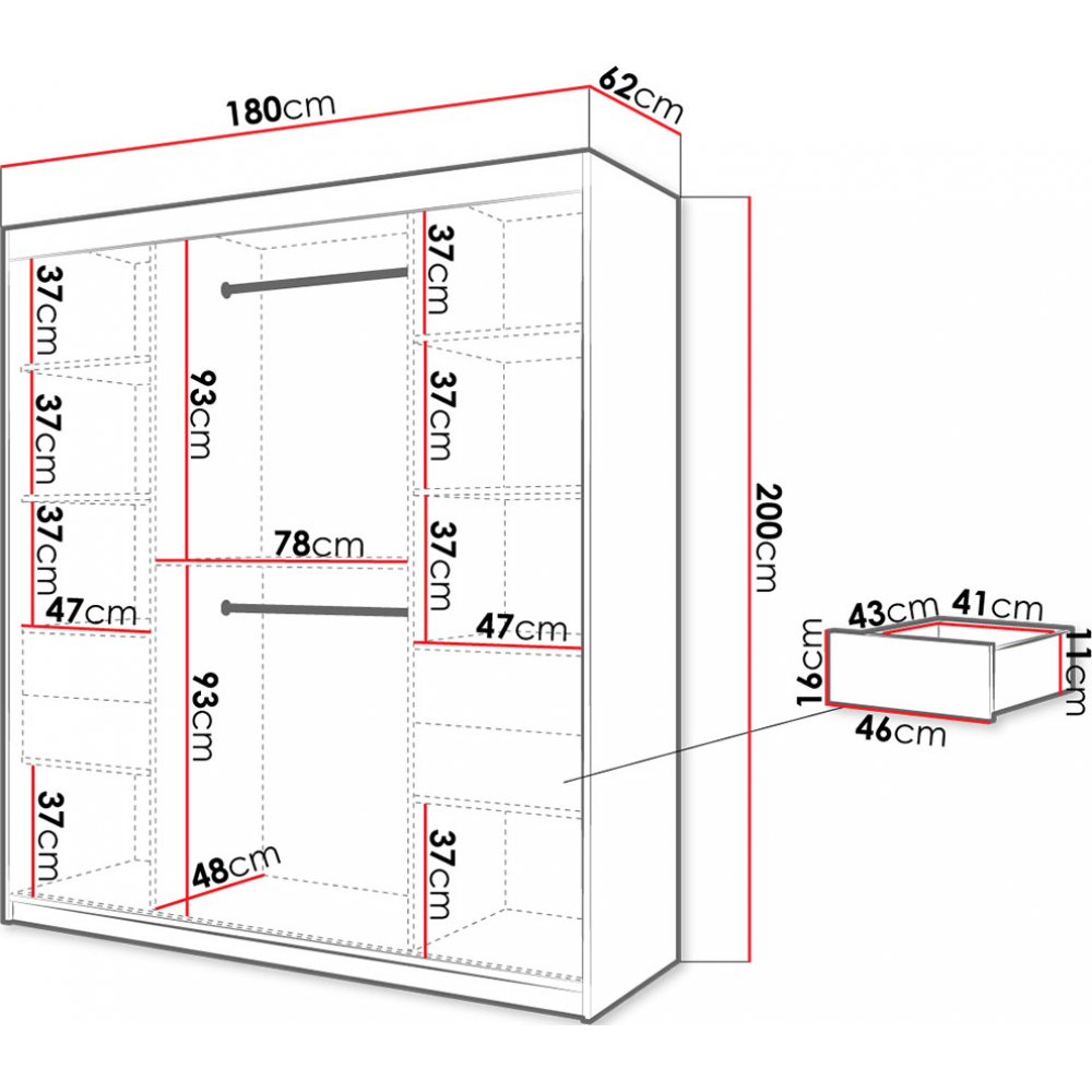 Ντουλάπα συρόμενη Jodelka-Artisan-Mauro-Μήκος: 180 εκ.