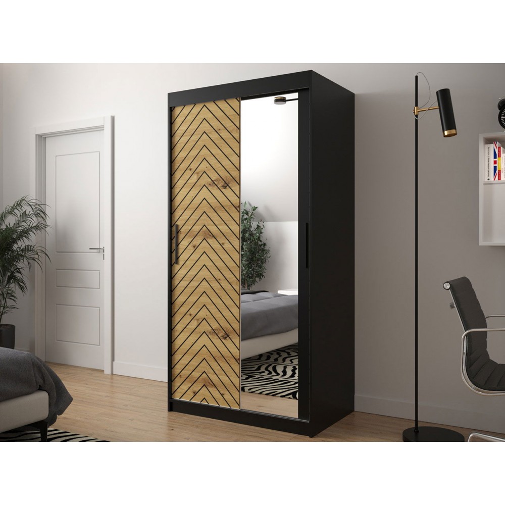 Ντουλάπα συρόμενη Jodelka με καθρέφτη-Mauro-Artisan-Μήκος: 100 εκ.