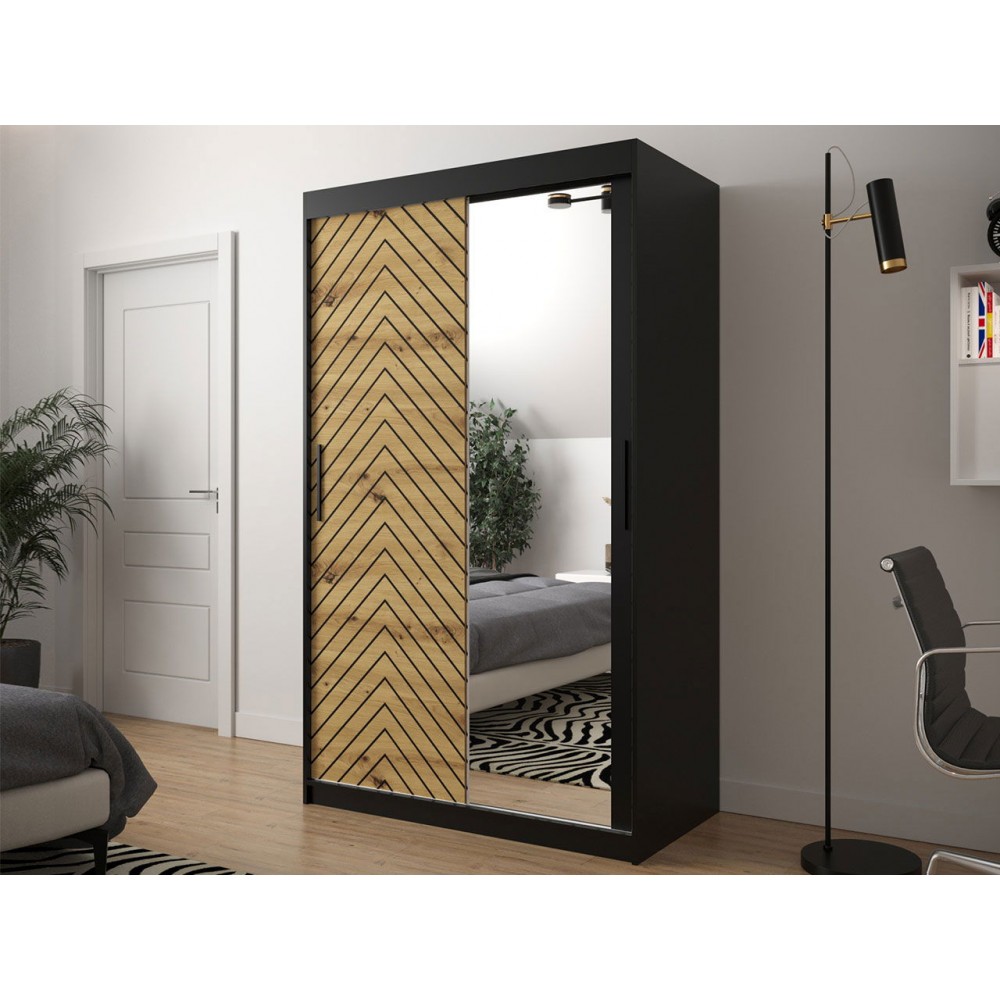 Ντουλάπα συρόμενη Jodelka με καθρέφτη-Mauro-Artisan--Μήκος: 120 εκ.