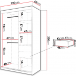 Ντουλάπα συρόμενη Jodelka με καθρέφτη-Mauro-Artisan--Μήκος: 120 εκ.