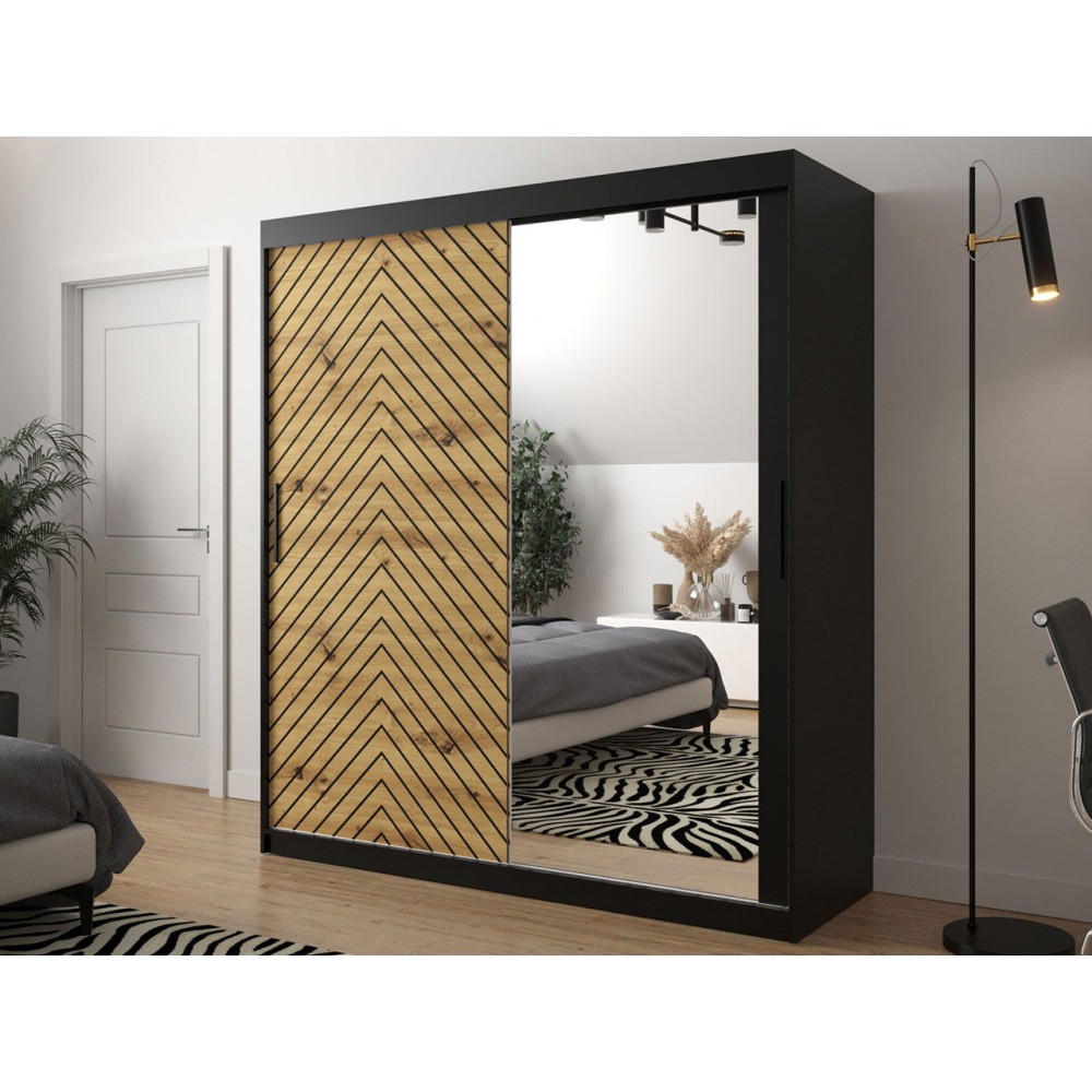 Ντουλάπα συρόμενη Jodelka με καθρέφτη-Mauro-Artisan--Μήκος: 180 εκ.