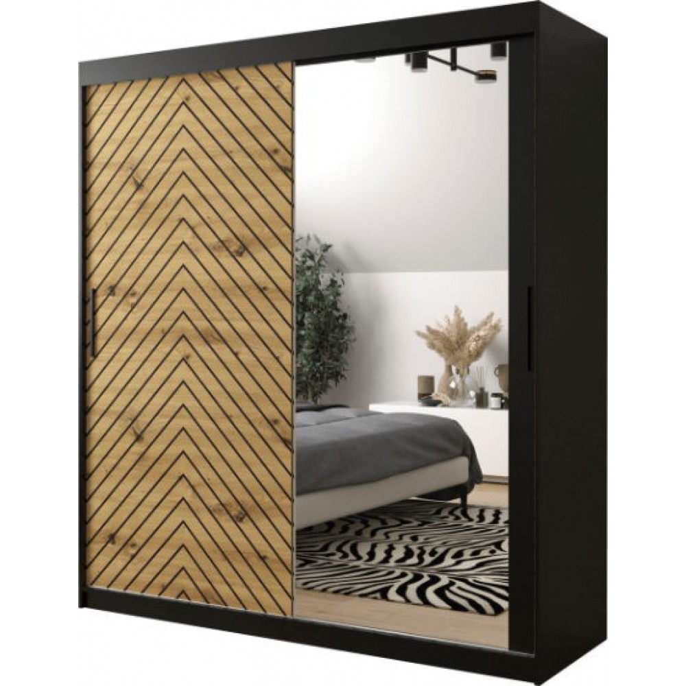 Ντουλάπα συρόμενη Jodelka με καθρέφτη-Mauro-Artisan--Μήκος: 180 εκ.