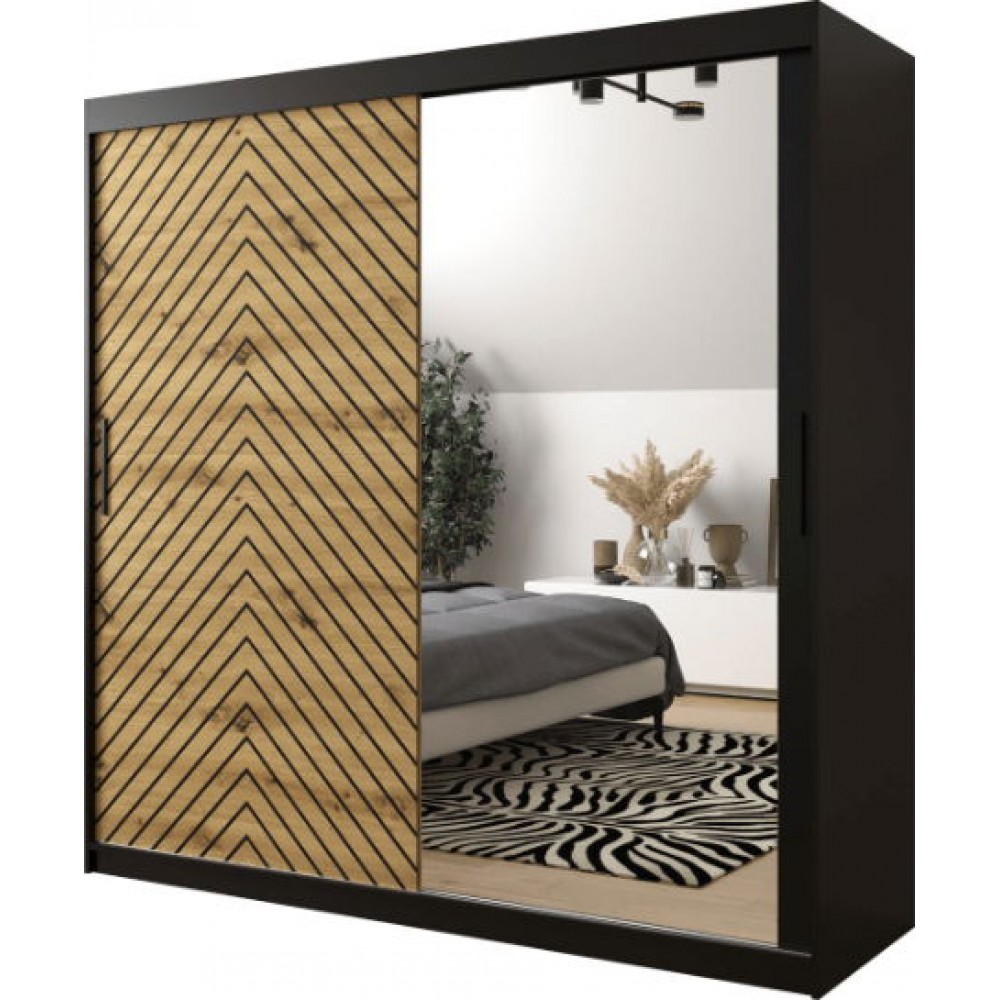 Ντουλάπα συρόμενη Jodelka με καθρέφτη-Mauro-Artisan-Μήκος: 200 εκ.