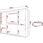 Ντουλάπα συρόμενη Jodelka με καθρέφτη-Mauro-Artisan-Μήκος: 250 εκ.
