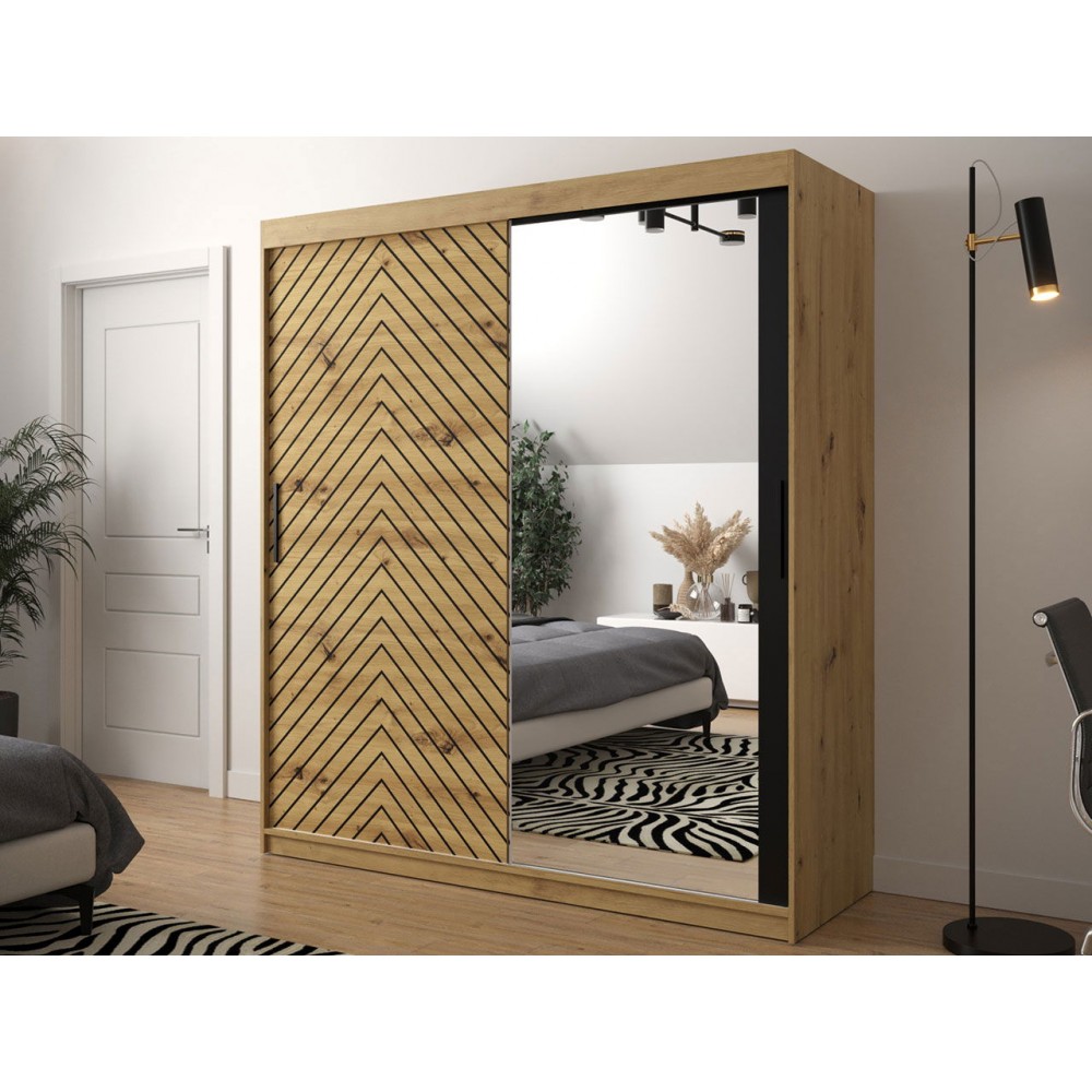 Ντουλάπα συρόμενη Jodelka με καθρέφτη-Artisan-Mauro--Μήκος: 180 εκ.