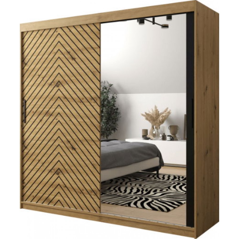 Ντουλάπα συρόμενη Jodelka με καθρέφτη-Artisan-Mauro-Μήκος: 200 εκ.