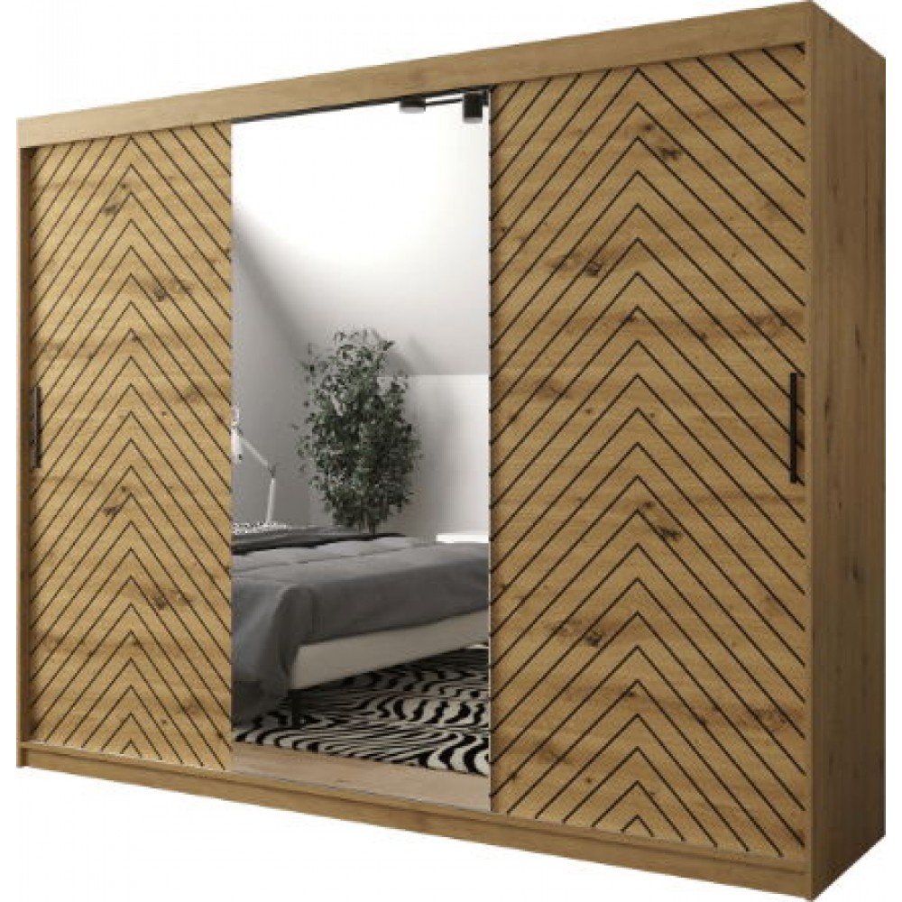 Ντουλάπα συρόμενη Jodelka με καθρέφτη-Artisan-Mauro-Μήκος: 250 εκ.
