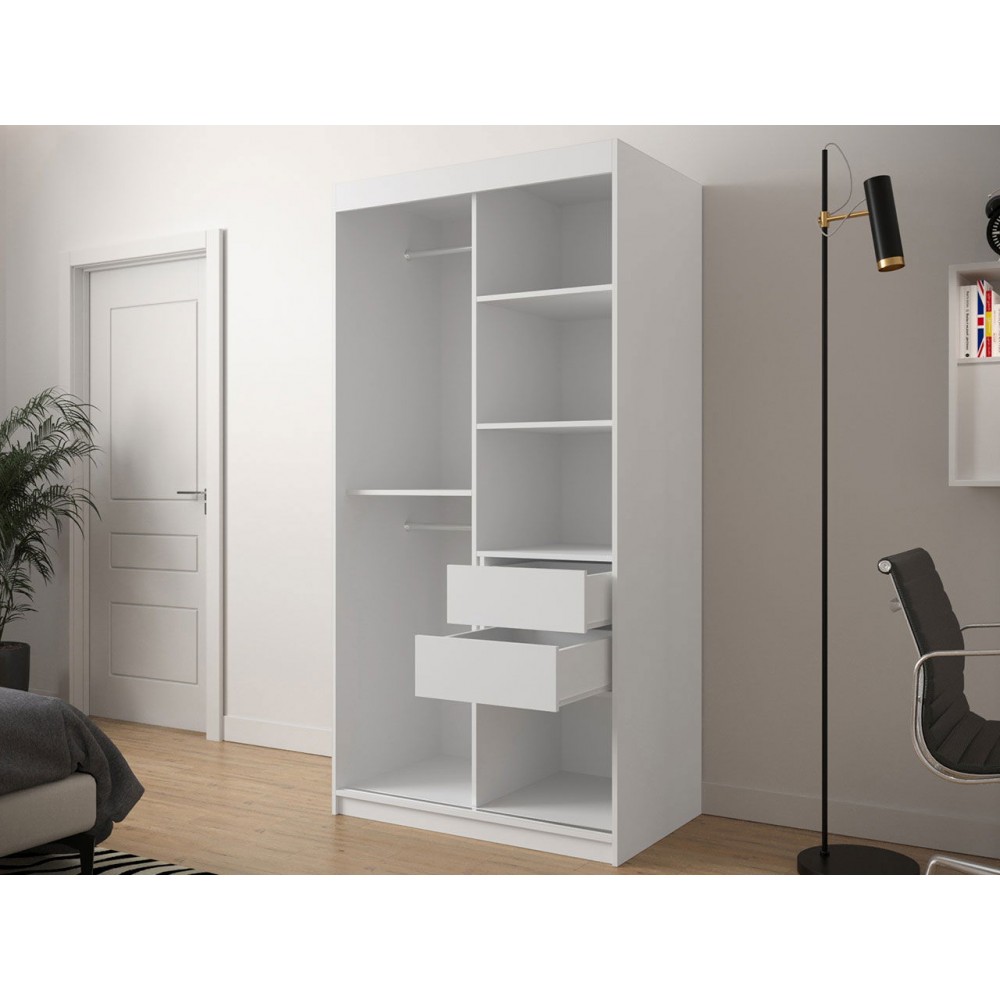 Ντουλάπα συρόμενη Jodelka με καθρέφτη-Leuko-Mauro-Μήκος: 100 εκ.