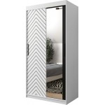 Ντουλάπα συρόμενη Jodelka με καθρέφτη-Leuko-Mauro-Μήκος: 100 εκ.