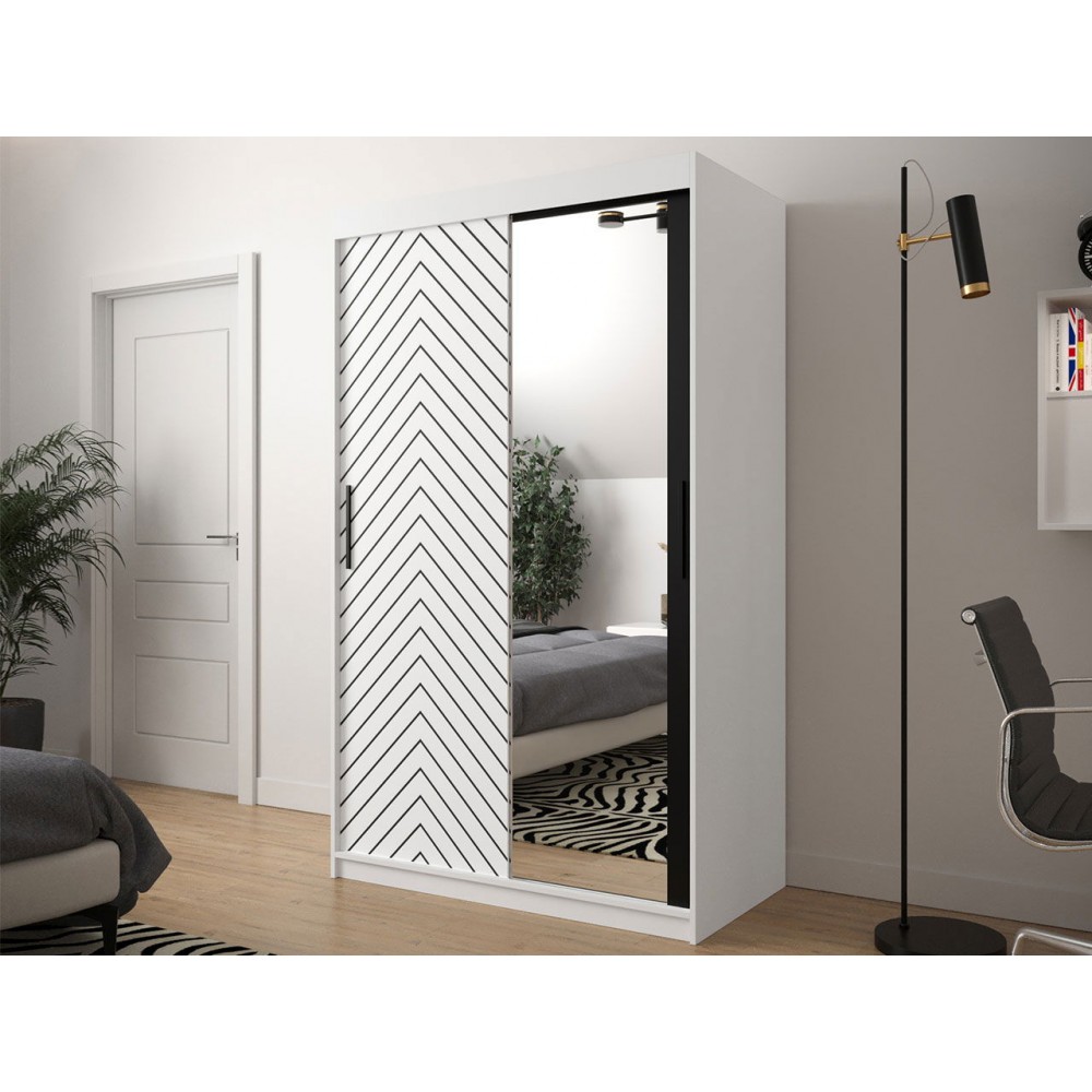 Ντουλάπα συρόμενη Jodelka με καθρέφτη-Leuko-Mauro--Μήκος: 120 εκ.