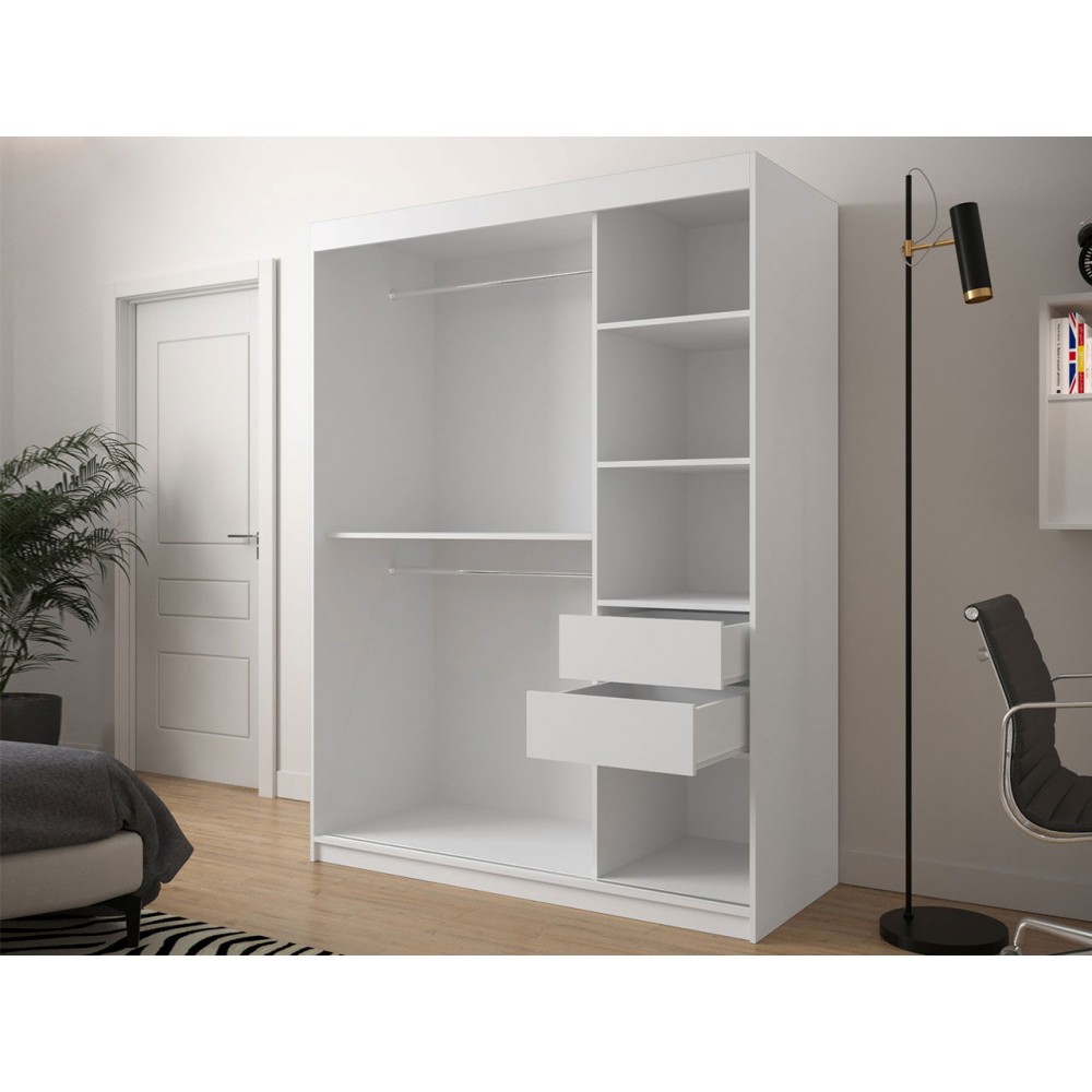 Ντουλάπα συρόμενη Jodelka με καθρέφτη-Leuko-Mauro-Μήκος: 150 εκ.