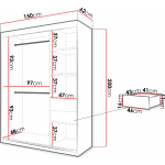 Ντουλάπα συρόμενη Jodelka με καθρέφτη-Leuko-Mauro-Μήκος: 150 εκ.