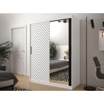 Ντουλάπα συρόμενη Jodelka με καθρέφτη-Leuko-Mauro-Μήκος: 150 εκ.