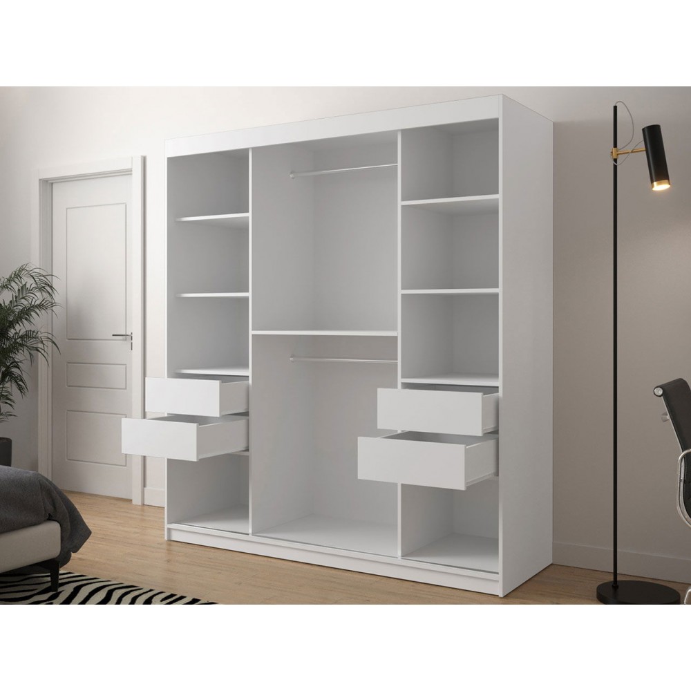 Ντουλάπα συρόμενη Jodelka με καθρέφτη-Leuko-Mauro--Μήκος: 180 εκ.