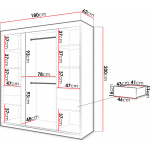 Ντουλάπα συρόμενη Jodelka με καθρέφτη-Leuko-Mauro--Μήκος: 180 εκ.